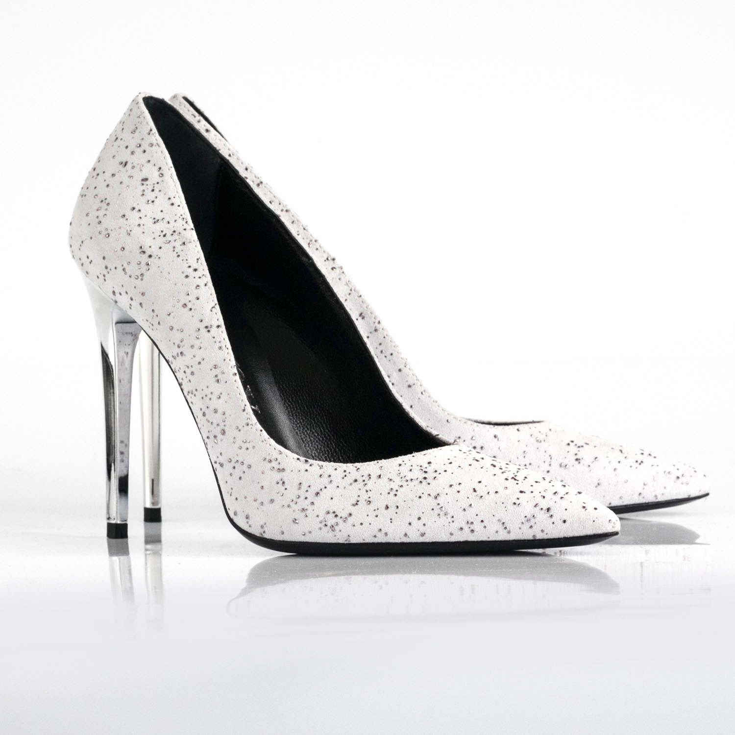 Grey suede pumps with metal particles – Chalany Shoes